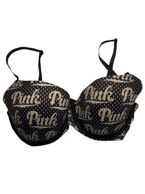 PINK Victoria's Secret Wear Everywhere Super Push-up Bra White Logo  34D